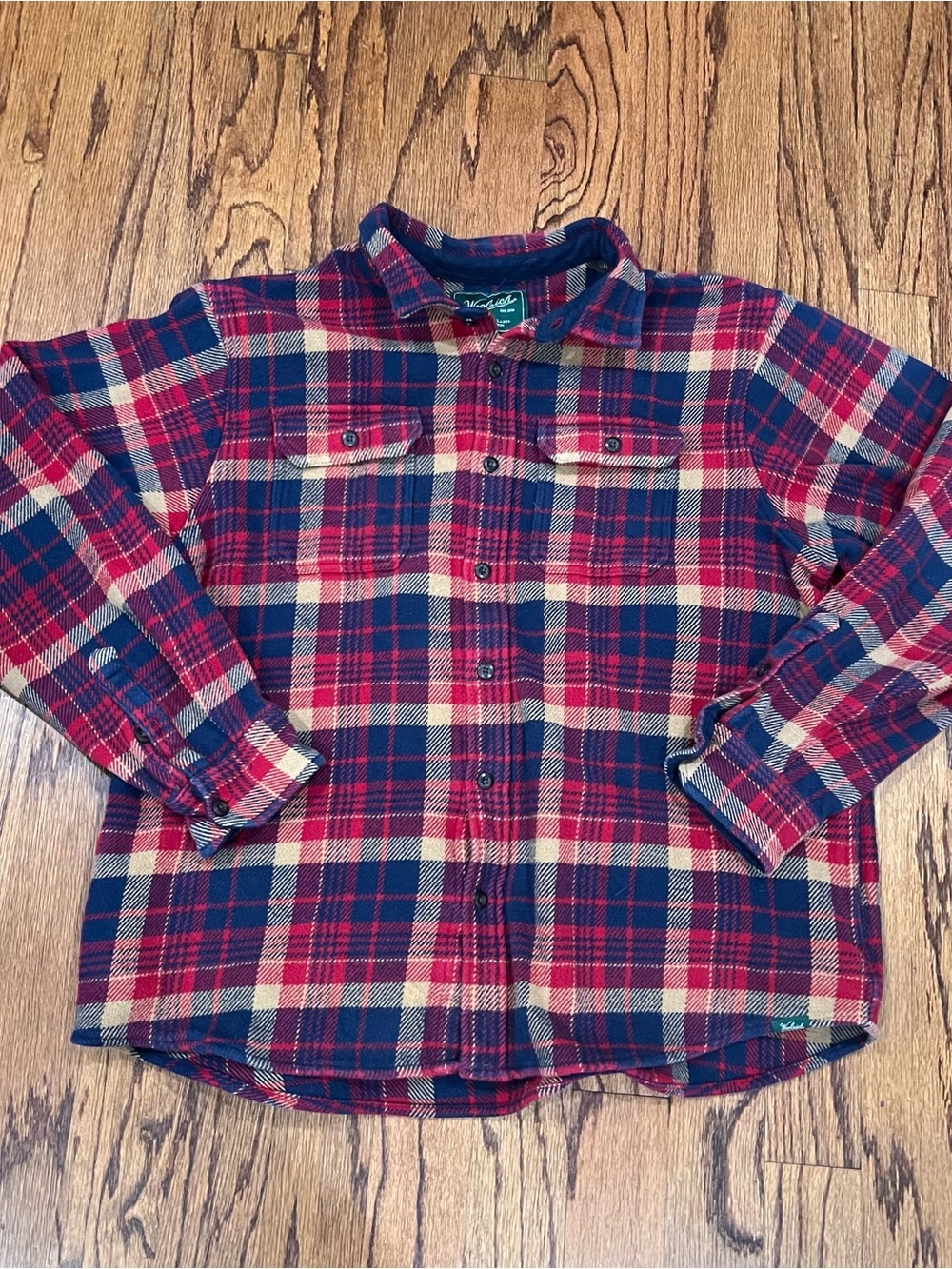 Woolrich Red, Blue & Cream Plaid Button-Down Shirt Mackinaw